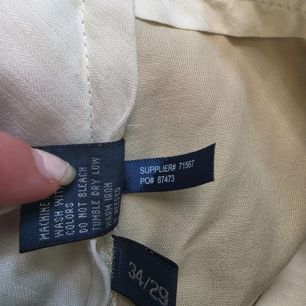 Polo Ralph Lauren Ethan Pants Khaki Tan Mens 34x29 Pleated‎ Front Cotton Chinos